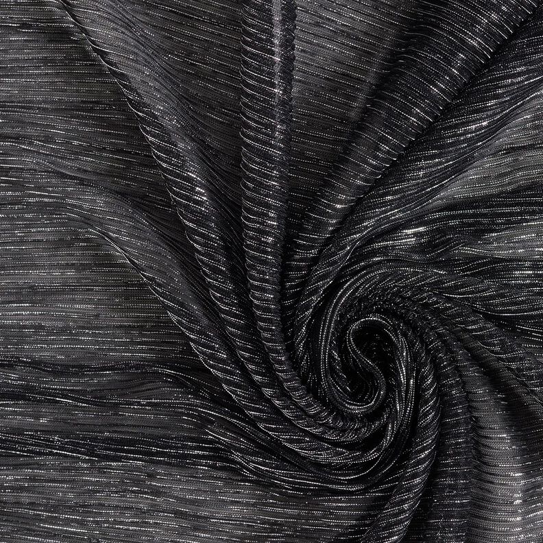 Transparante plissé glitterstrepen – zwart,  image number 3