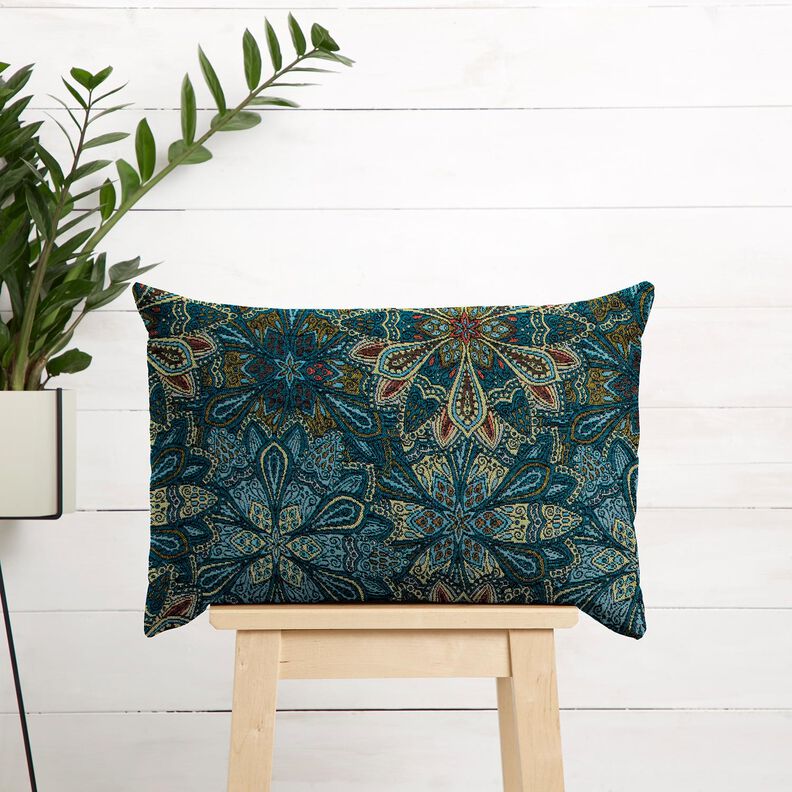 Decostof Gobelin Mandala bloemen – zwart/blauw,  image number 7