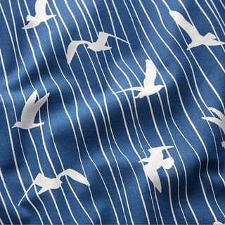 Decostof Half panama Meeuwen – oceaanblauw/wit, 