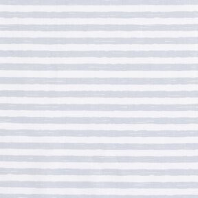 Katoenen stof Cretonne casual strepen – lichtgrijs/wit, 
