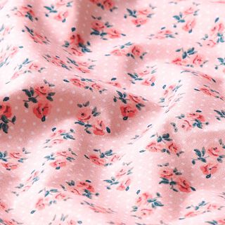 Katoenen stof cretonne Kleine rozen – roze, 