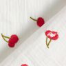 Mousseline/dubbel gehaakte stoffen opgestikte kersen | Poppy Fabrics – wit/vuurrood,  thumbnail number 4