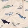 Katoenjersey schattige walvissen| Poppy Fabrics – cashew/marineblauw,  thumbnail number 2