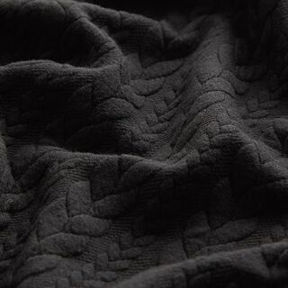 Jerseyjacquard cloqué kabelsteekpatroon – zwart, 