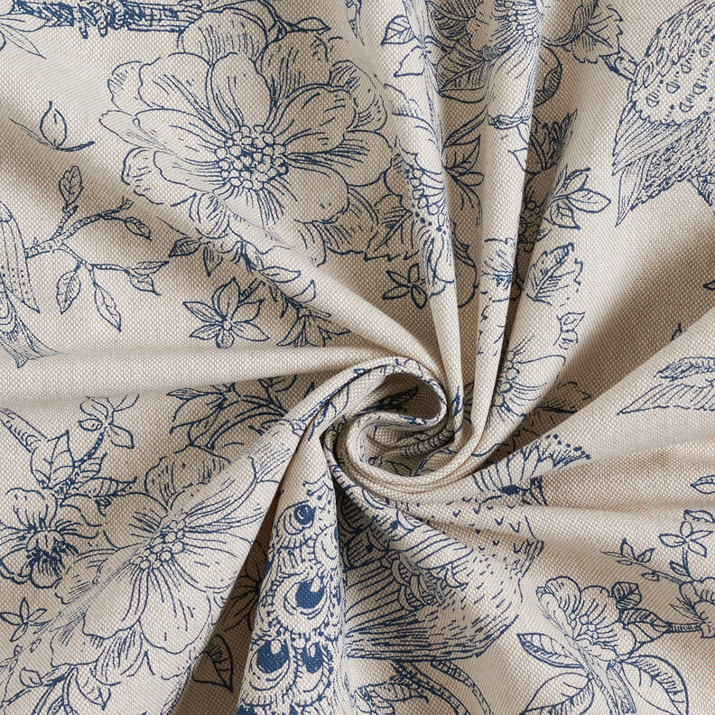 Decostof Half panama romantische pauwen – natuur/blauw,  image number 3