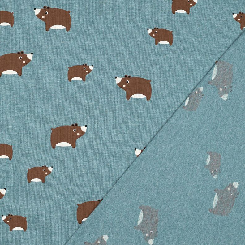 Katoenjersey Beren | Poppy Fabrics – blauwgrijs/kastanjebruin, image number 4