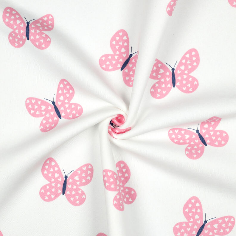 Sweatshirt geruwd Grote vlinders | Poppy Fabrics – ivoor/roze,  image number 3