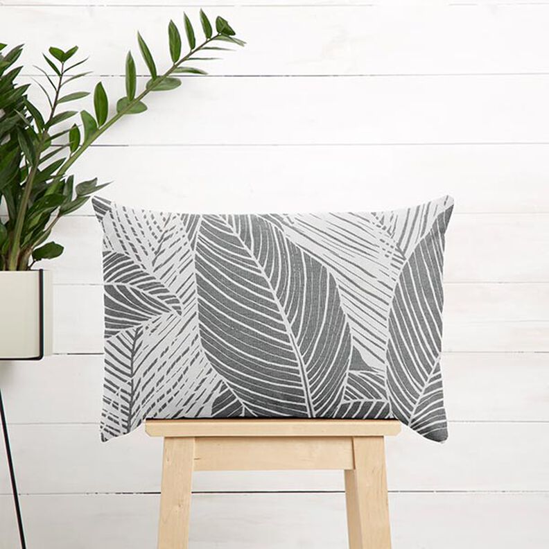 Decostof Canvas Grote bladeren – grijs, image number 8