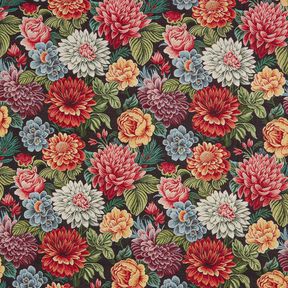 Decostof Gobelin grote bloemen – zwart/rood, 