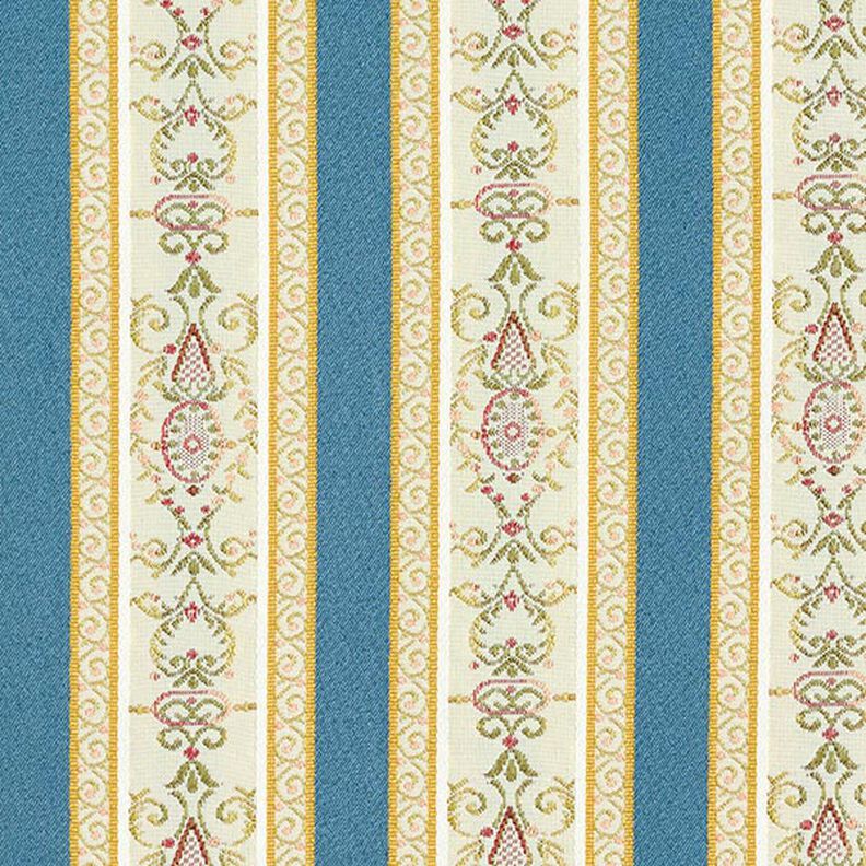 Meubelstof jacquard Biedermeier strepen – creme/blauw,  image number 1
