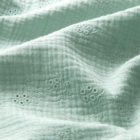 Mousseline/dubbel gehaakte stoffen Los borduursel Bloemenranken – licht mint, 