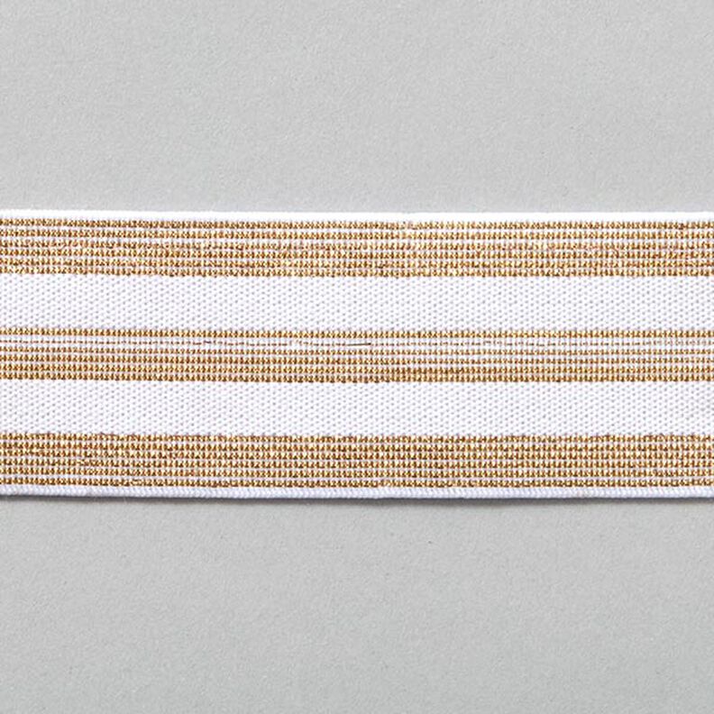 Gestreepte elastiek [40 mm] – wit/goud,  image number 1