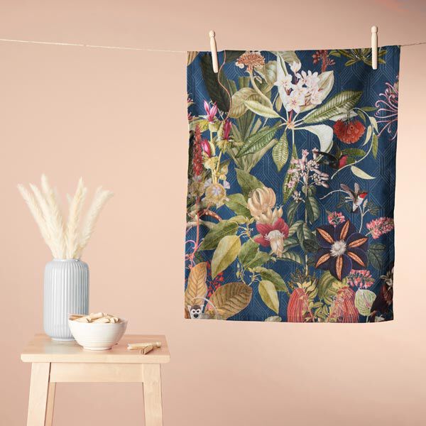 Decostof half panama Exotisch – marineblauw, image number 6