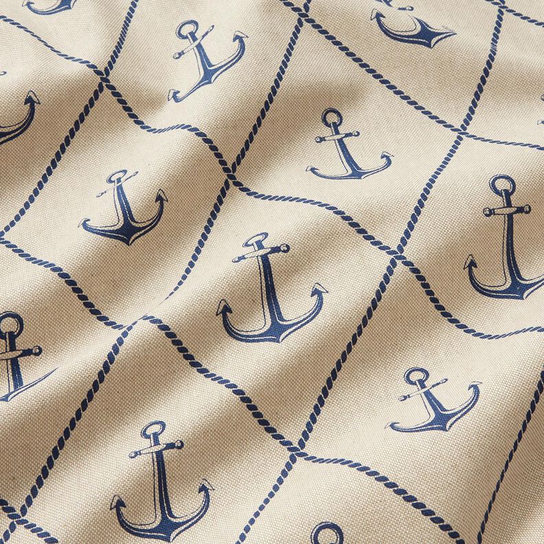 Decostof Half panama Anker klassiek – natuur/marineblauw, image number 2