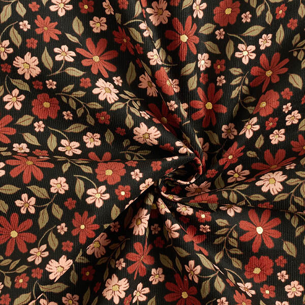 Babyrib Glitter mooie bloemen – zwart/goud metallic, image number 3