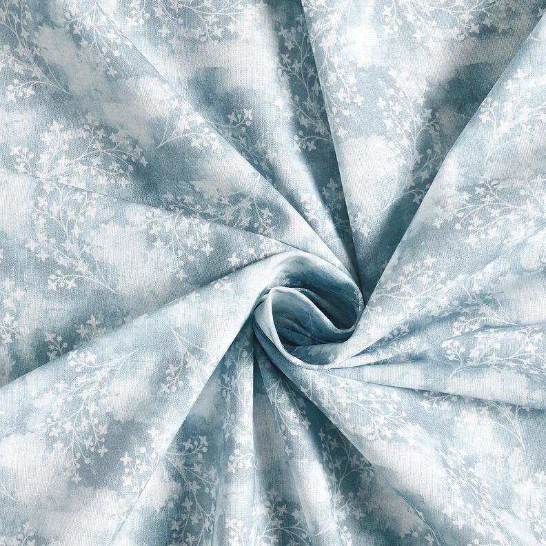 Katoenen stof Popeline Kleine takken – blauw, image number 3