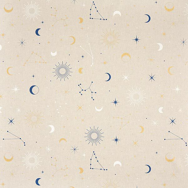 Decostof Half panama Zon, maan en sterren – natuur,  image number 1