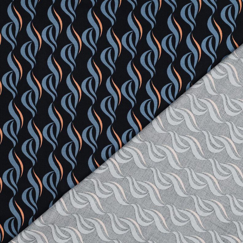 viscose stretch abstracte golven – zwart blauw/licht jeansblauw,  image number 4