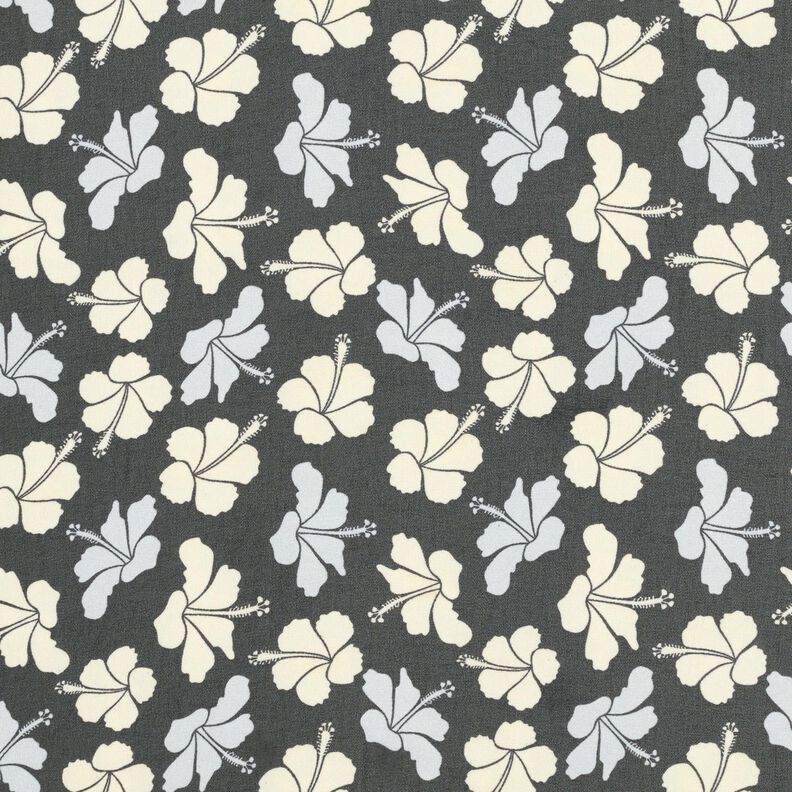 Chiffon hibiscusbloemen – zwart/wit,  image number 1