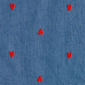 Chambray  – jeansblauw/vuurrood, 