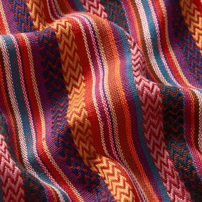 Decostof Jacquard Chevron-strepen – karmijnrood/groen, 