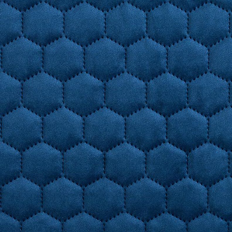 Bekledingsstof doorgestikte fluwelen honingraten – marineblauw,  image number 1