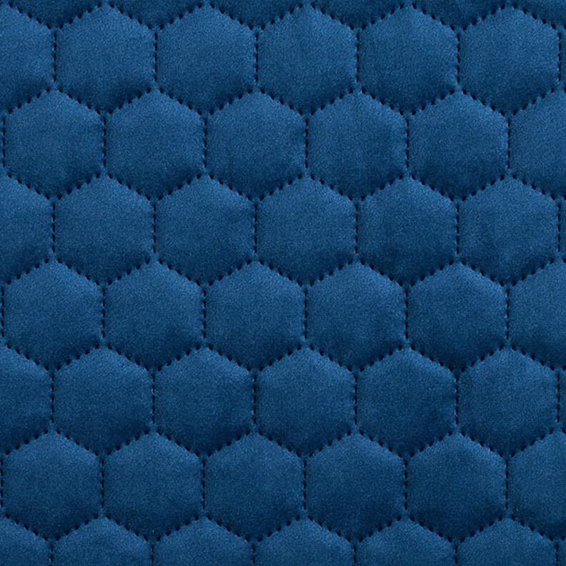 Bekledingsstof doorgestikte fluwelen honingraten – marineblauw,  image number 1