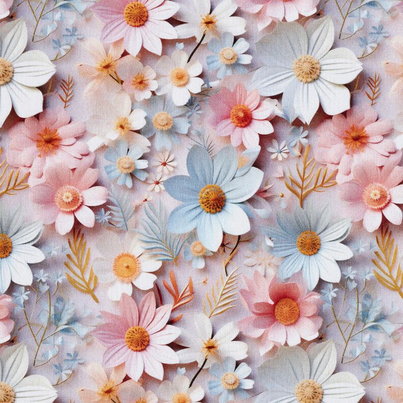Katoenpopeline Papieren bloemen Digitaal printen – licht oudroze,  image number 1