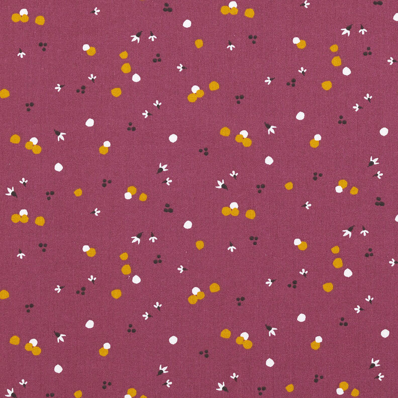 Katoenen stof Cretonne Kleurrijke stippen – merlot,  image number 1