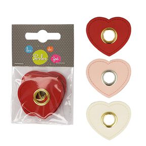 Knoop met oogje imitatieleer hart [ 4 Stuk ] – karmijnrood, 