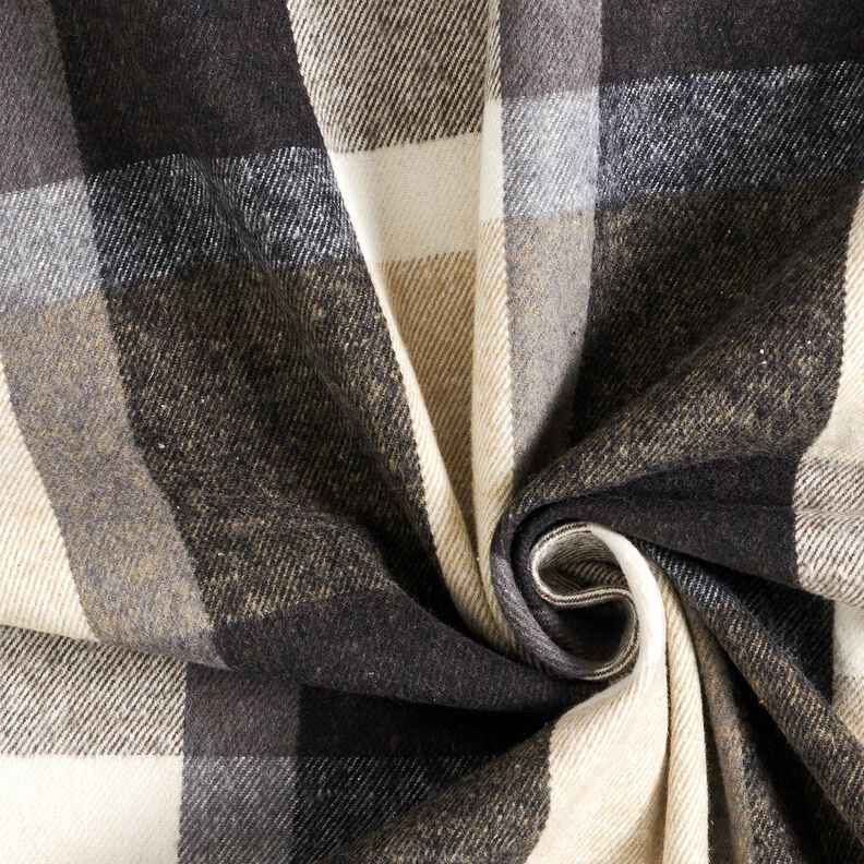 Mantelstof Katoenmix grote tartan-ruit – lichtbeige/oudzilver,  image number 3