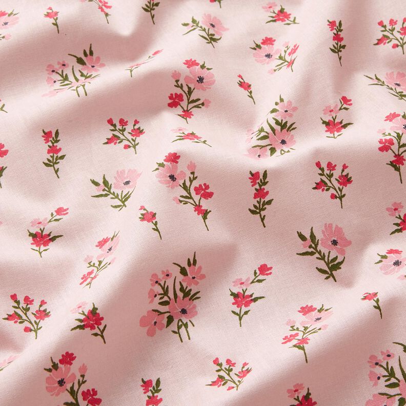 Katoenen stof Cretonne Mini-bloemen – roos/intens roze,  image number 2