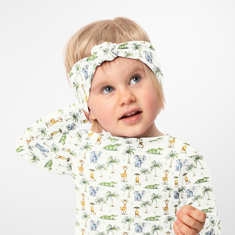 Katoenjersey Baby jungledieren Digitaal printen – ecru,  image number 5