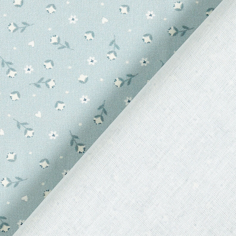 Katoenen stof Popeline kleine bloempjes – duifblauw,  image number 4