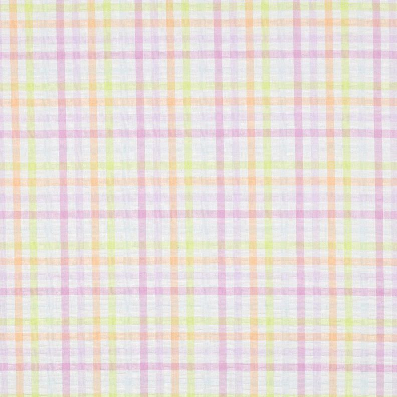 Seersucker Katoenmix kleurrijke ruit – wit/pastelviolet,  image number 1