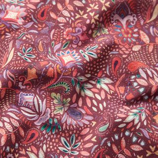French Terry sommersweat Paisley-bloemen Digitaal printen – roodbruin, 