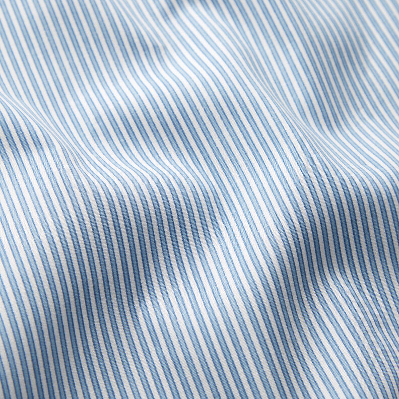 Overhemdstof stretch smalle strepen – wit/lichtblauw,  image number 2