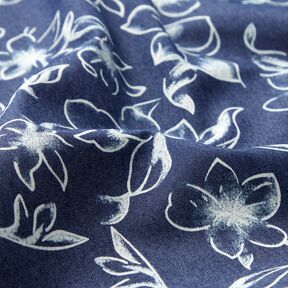 Chambray Zomerse bloesems – marineblauw/ecru, 