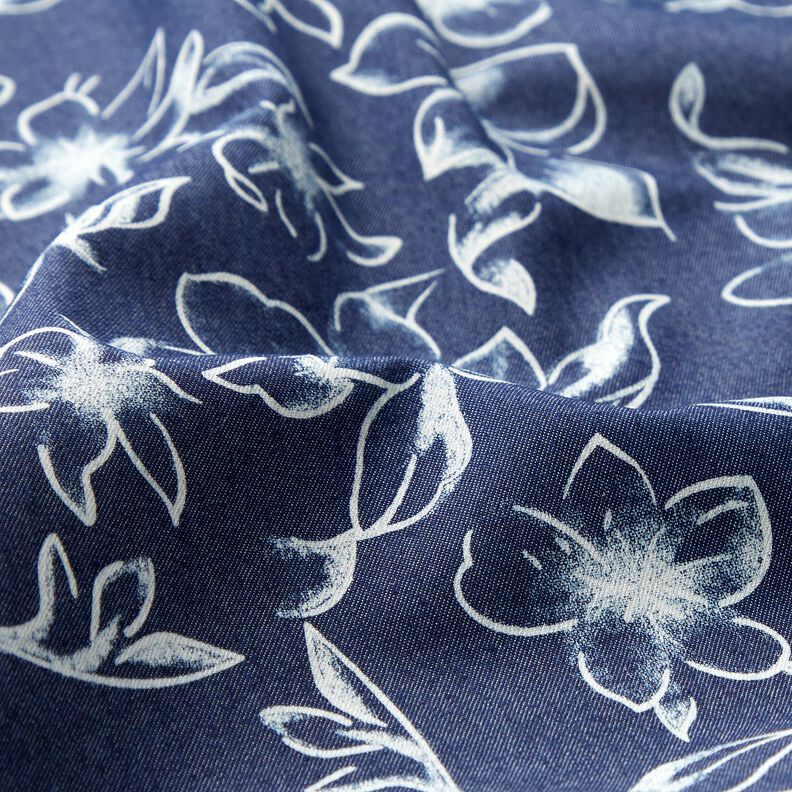 Chambray Zomerse bloesems – marineblauw/ecru,  image number 2