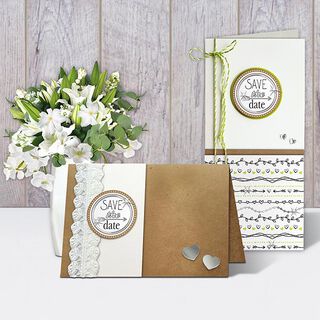 Stickerset huwelijk Save the Date Ø 4,8 cm [ 24 Stuk ] – ecru/beige, 