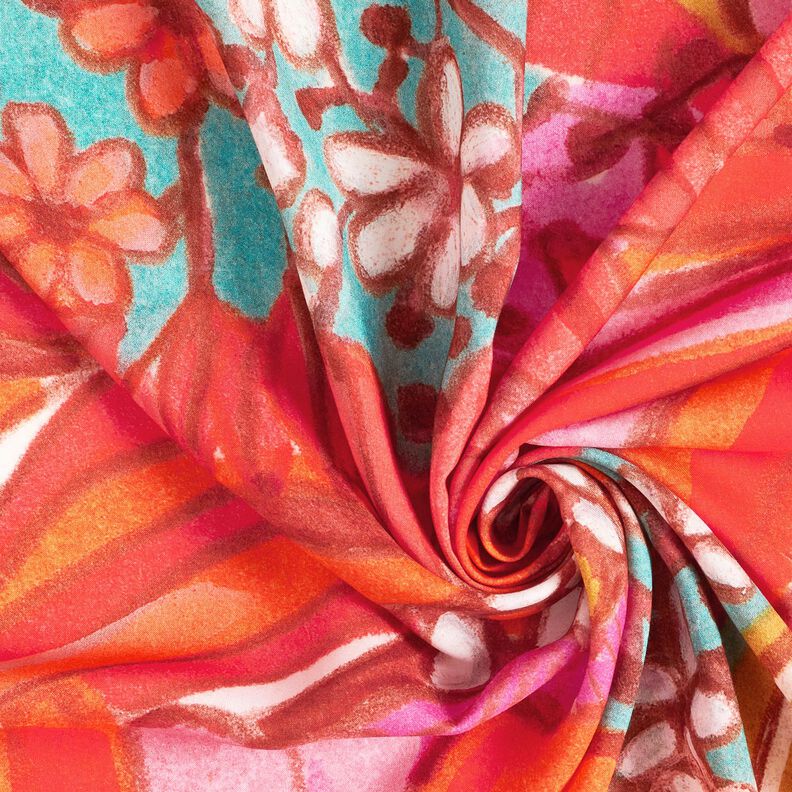 Strandkleding paneel pareo zomerbloemen – oranje/geel olijfgroen,  image number 4