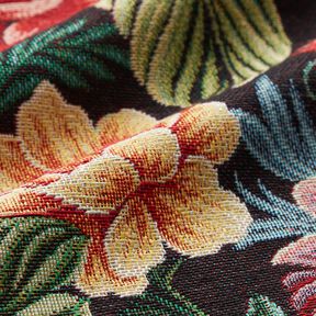 Decostof Gobelin grote bloemen – zwart/rood, 