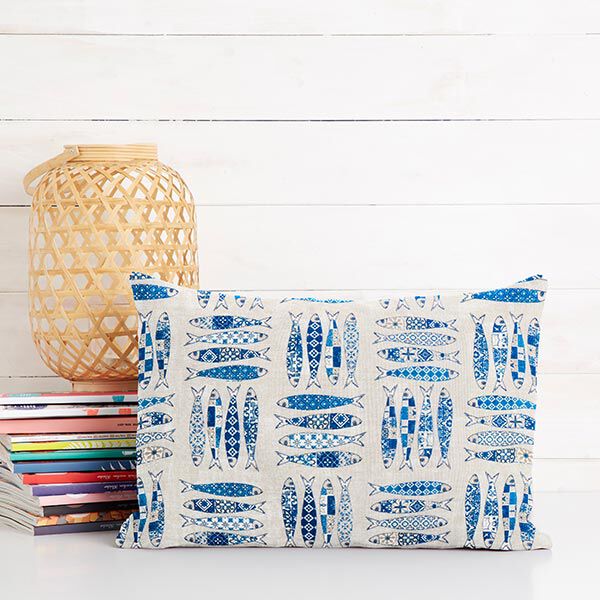 Decostof Canvas Sardines – blauw/natuur, image number 7