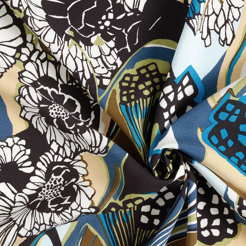 Viscosestof bloemen en bladeren – zwart, image number 3