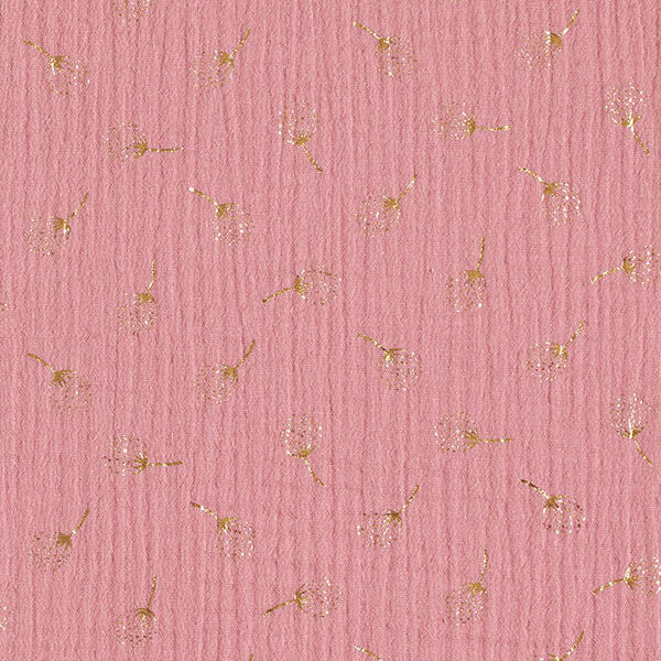Muslin/double crochet fabrics Glitter dandelions – dark old pink/gold, image number 1