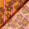 Katoenen stof Cretonne Bloemen op strepen – currygeel/purper,  thumbnail number 4