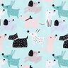 Katoenen stof Cretonne abstracte honden – hemelsblauw/roos,  thumbnail number 1