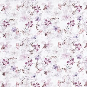 Decostof Katoenpopeline Vlinders & orchideeën – pastelviolet, 