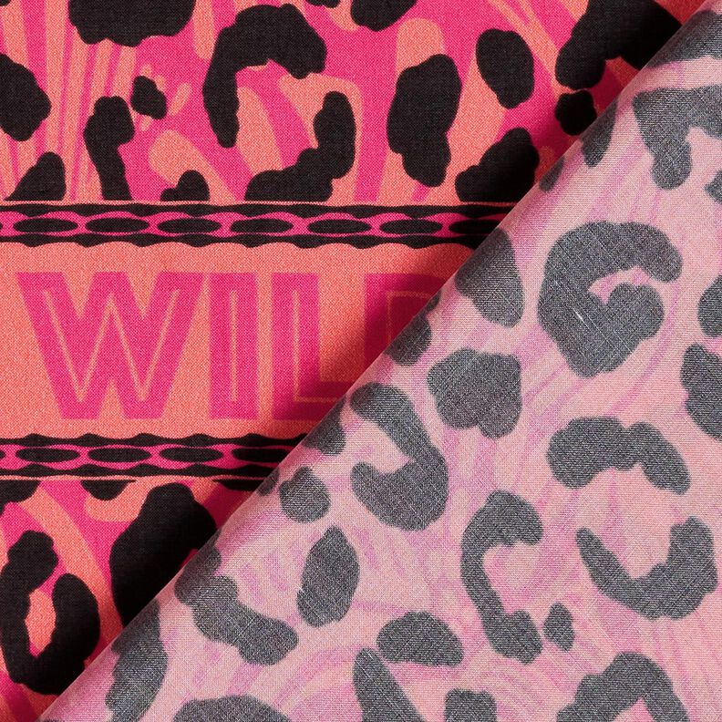 Viscose Voile Leeuw en bloemenrandontwerp Panel – pink/oranje, image number 5