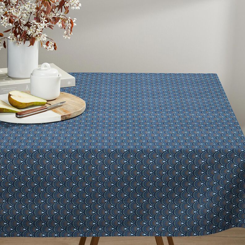 Gecoate katoen Vakken pauw-look – blauw,  image number 8